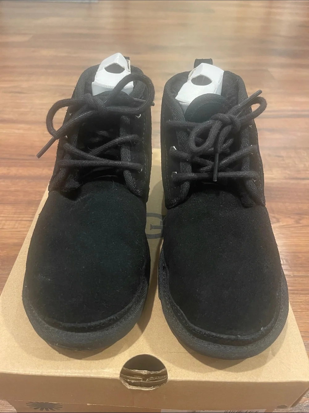UGG Kids Black Suede Lace-Up Ankle Boots